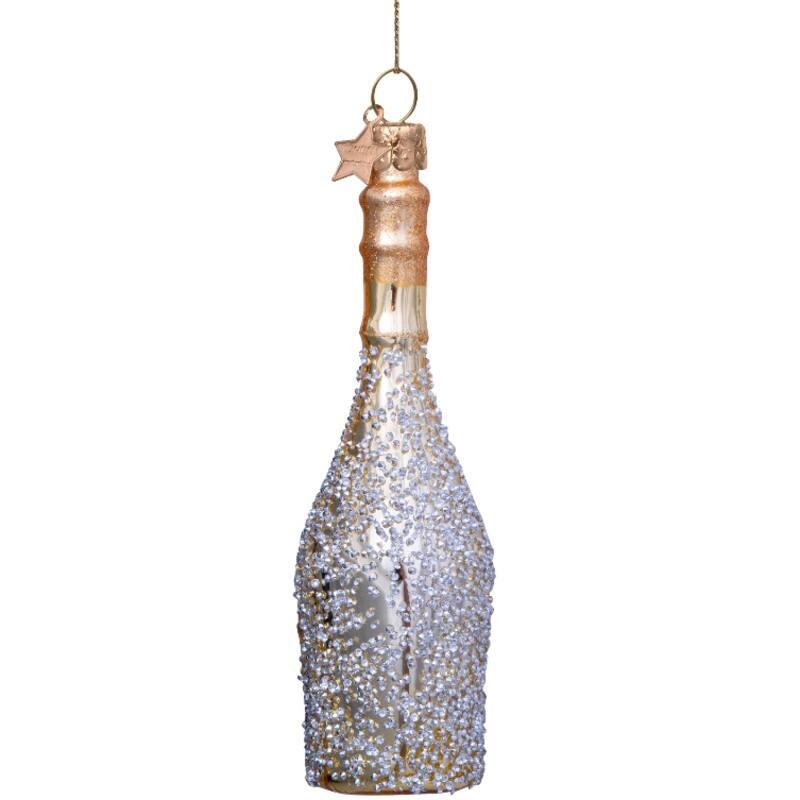 Kerstornament - Vondels Champagne fles gold/diamonds