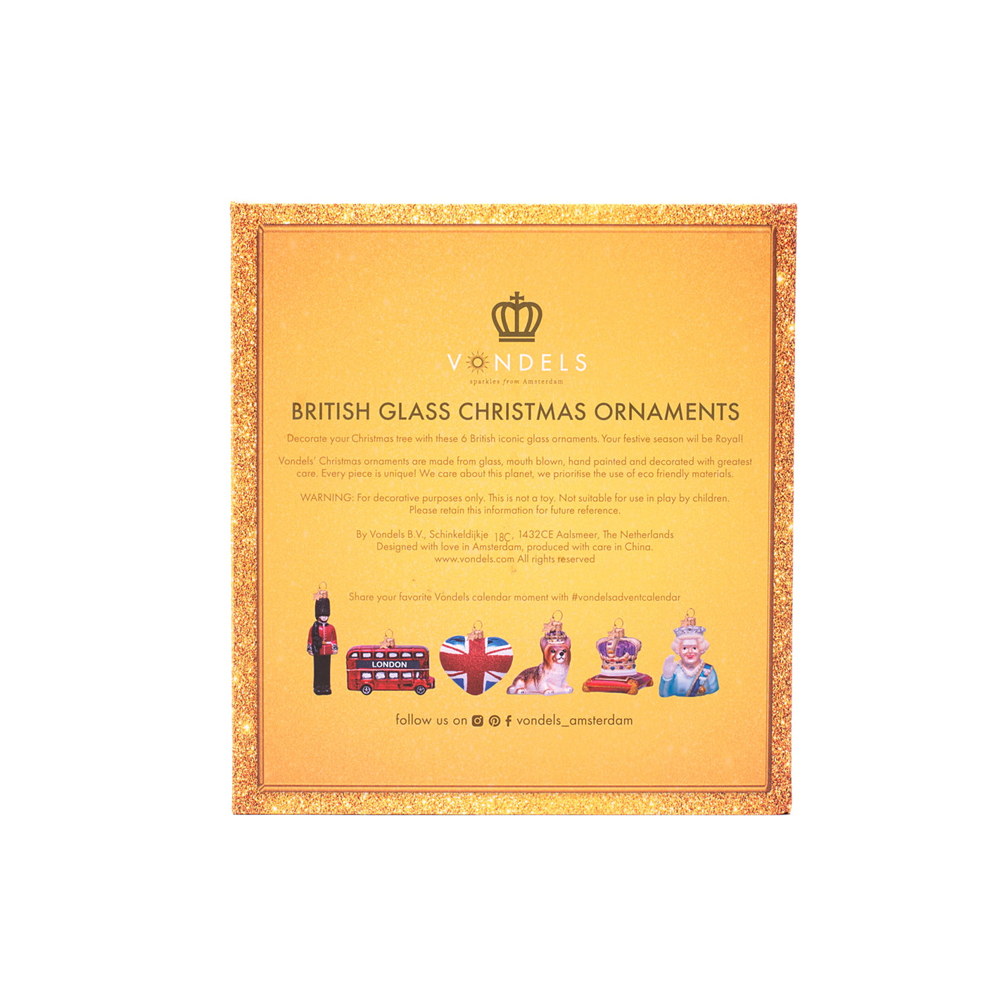 Kerstornament - Vondels British Icon Box / Set van 6 ornamenten