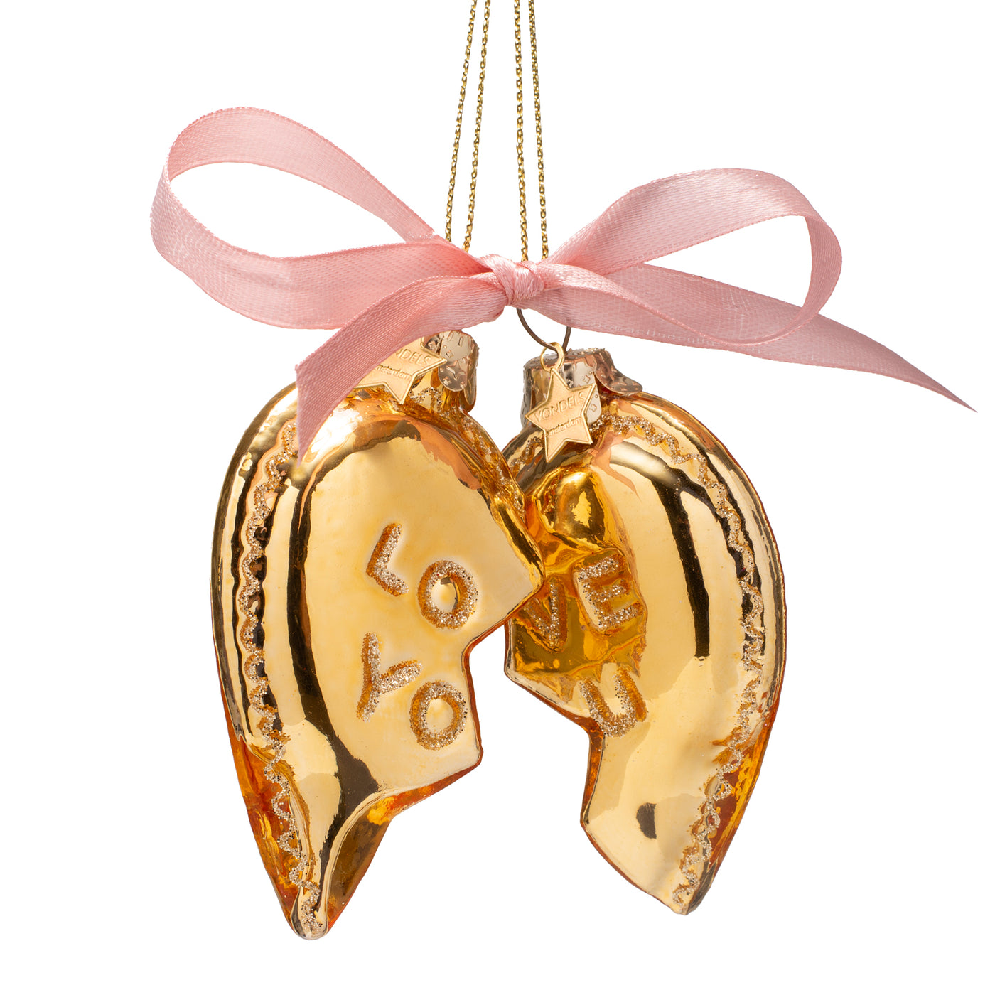 Kerstornament - Vondels Gouden Hart "Love You"