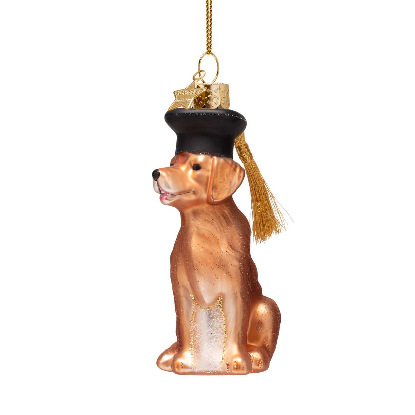 Kerstornament - Vondels hond met Graduation Hat