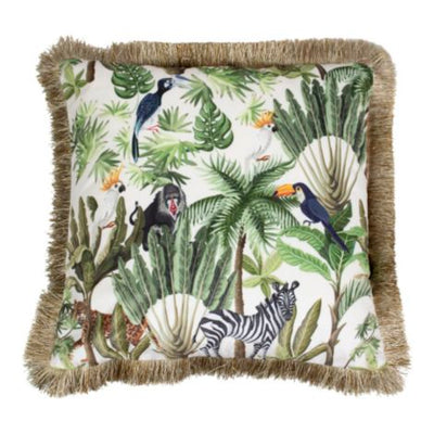 Sierkussen - fluweel gouden franjes Jungle Toekan